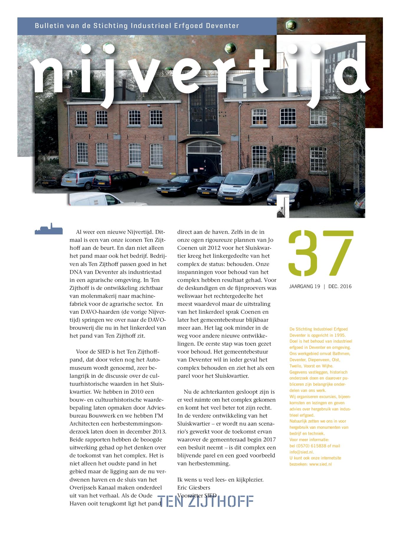 Tijdschrijft Nijvertijd No 37 Ten Zijthoff